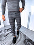 Yellow checked, elastic men's pants - gray
